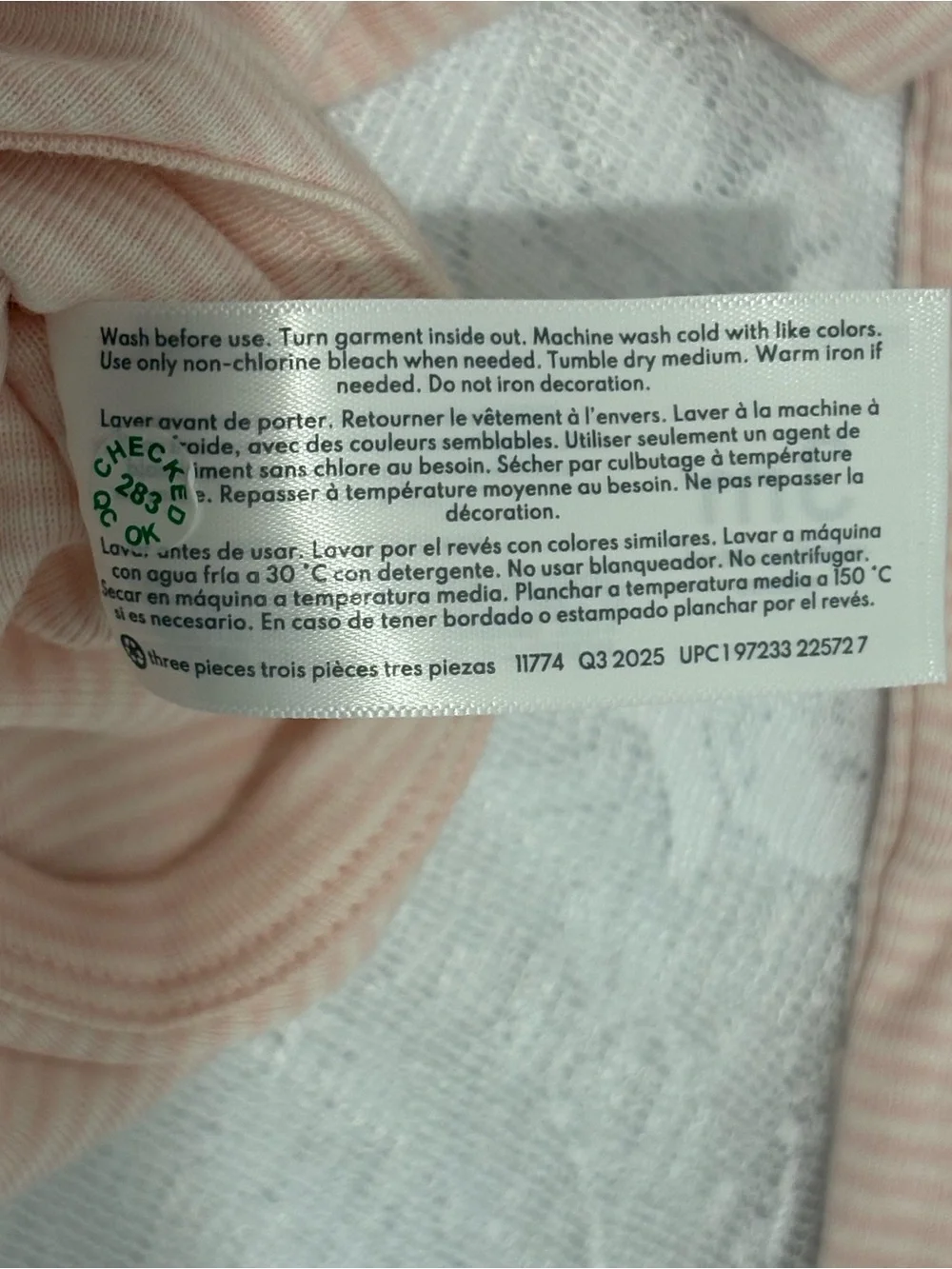 NWT Carter's Pale Pink Striped Long-Sleeve Baby Onsie 3m